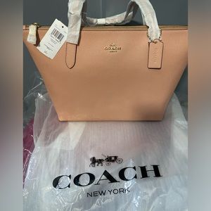 Coach Pink Zipper Top Tote Bag